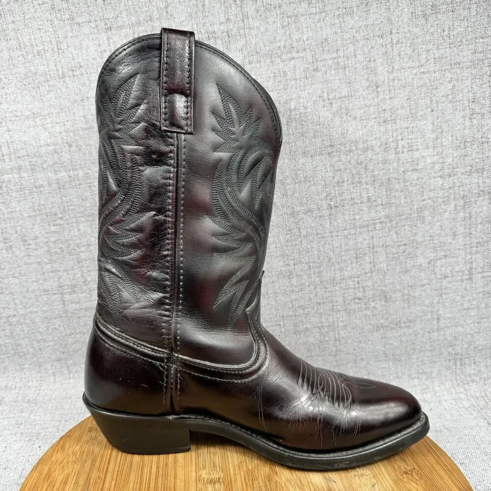 Laredo Western Boots Men's 9 D Pull On Cowboy Burgundy Leather